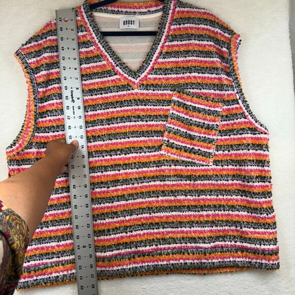 KROST Crushed Sand Sweater Vest Sz XXL | Multicolor Knit Stripe Y2K Vibe - Picture 8 of 10